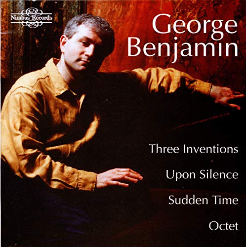 CD cover featuring composer George Benjamin seated at a piano.