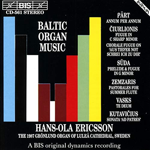 CD cover for “Baltic Organ Music” by Hans-Ola Ericsson, colorful abstract design.