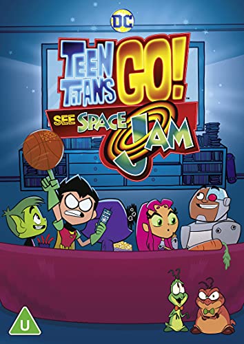 Teen Titans Go! See Space Jam DVD cover with cartoon characters and basketball.
