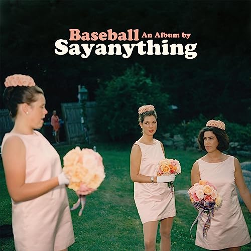 Baseball" album cover: three women in pink dresses with flower arrangements.