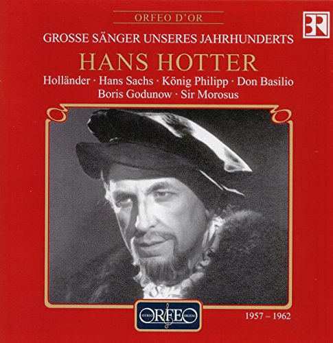 Red CD cover featuring Hans Hotter in a feathered hat, portrait style.