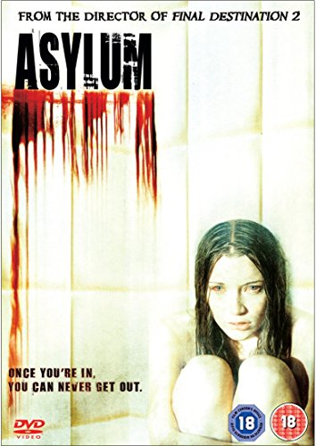 DVD cover for "Asylum" featuring a woman and dripping red paint.