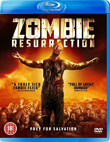 Zombie Resurrection" Blu-ray cover featuring a decaying zombie amidst a crowd.