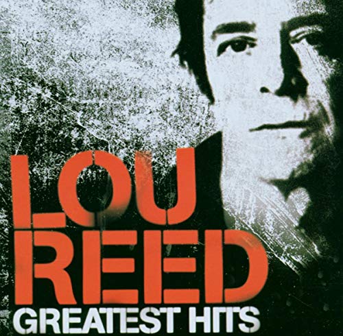 Lou Reed album cover, black and white portrait with red text.