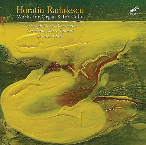 CD cover for Horatiu Radulescuās works for organ & cello, abstract art.