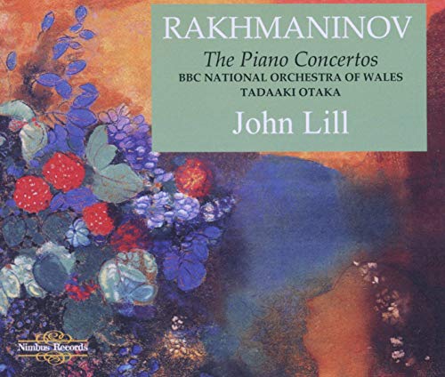 CD cover for Rachmaninov’s Piano Concertos with floral painting.