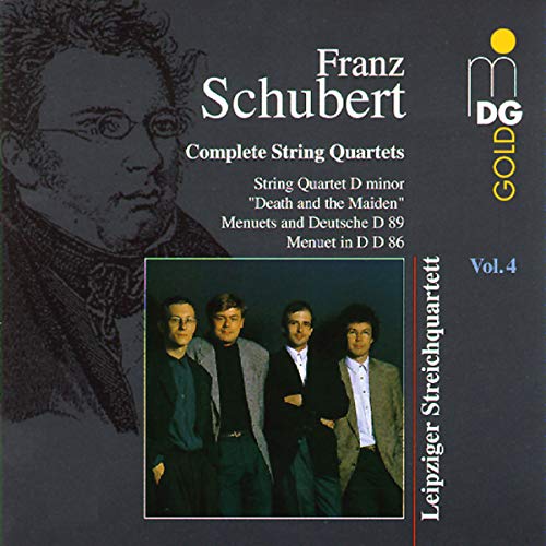 CD cover featuring portrait of Franz Schubert and a string quartet.
