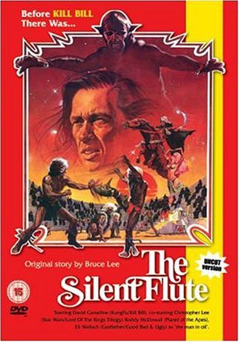 DVD cover for "The Silent Flute" featuring action scene and character portraits.