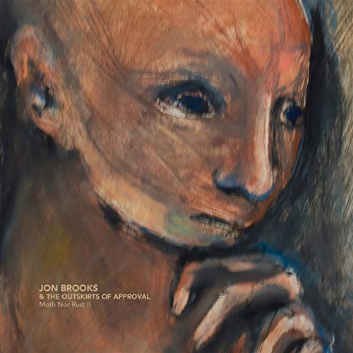 Painted portrait of a person looking intently, album cover art.