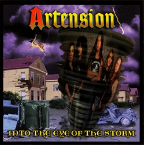 CD cover: band members amidst a stormy, surreal landscape.