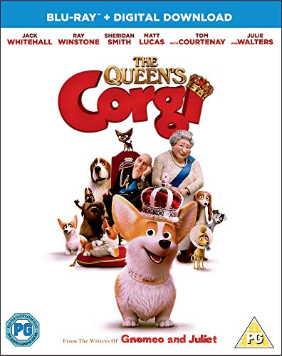 The Queen's Corgi Blu-ray cover featuring an animated corgi wearing a crown with characters.
