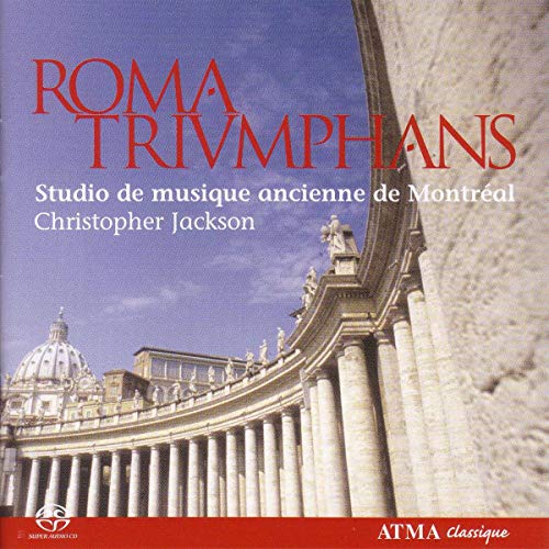 CD cover for "Roma Triumphans" featuring St. Peter's Basilica and columns.