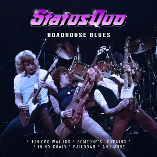 Status Quo album cover, "Roadhouse Blues," featuring four musicians with instruments.