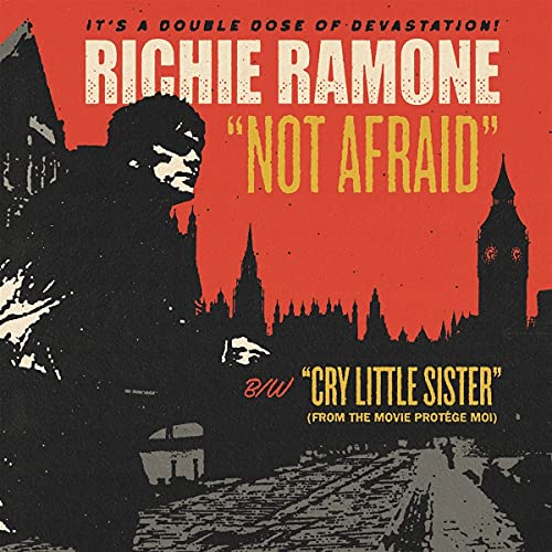 Record cover for Richie Ramone’s “Not Afraid” with Big Ben silhouette.