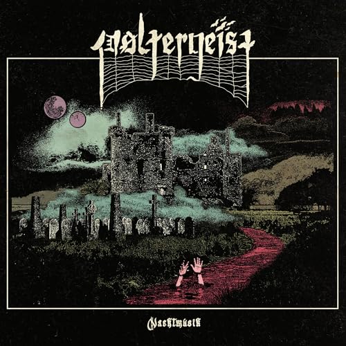 CD cover: dark castle landscape with rising hands and text “Poltergeist”.