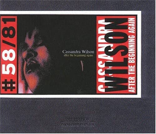 CD case for Cassandra Wilson’s “After The Beginning Again” album, red and black.