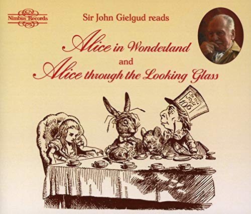 CD case featuring Sir John Gielgud, likely with Alice in Wonderland imagery.