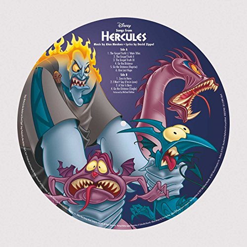 Picture disc vinyl record featuring Disney’s Hercules characters and tracklist.