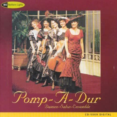 Five women in period dress with string instruments, CD cover.