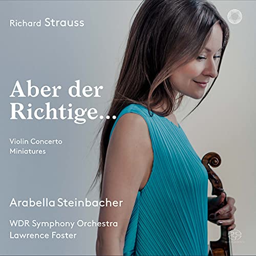CD cover featuring violinist Arabella Steinbacher in blue, holding a violin.
