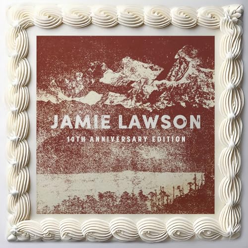 Jamie Lawson album cover with textured mountains and white frosting border.
