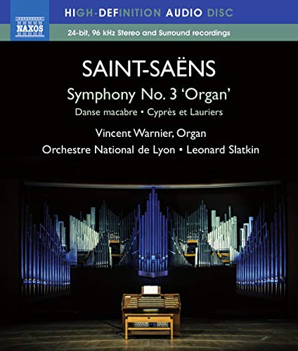 Blu-ray cover for Saint-Saëns' Symphony No. 3 featuring a pipe organ.