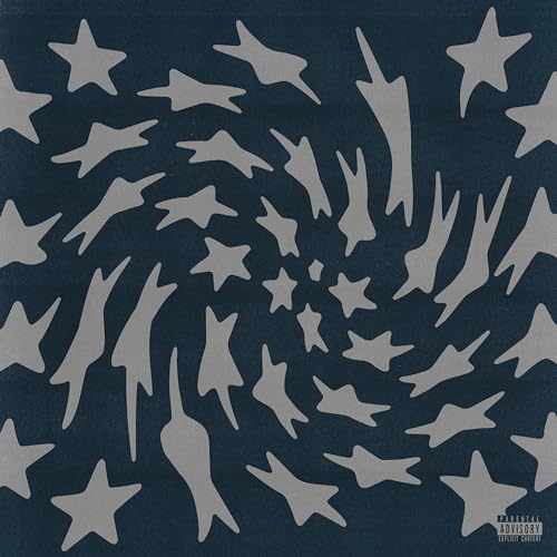 Dark blue CD cover with swirling, textured gray star and shape patterns.