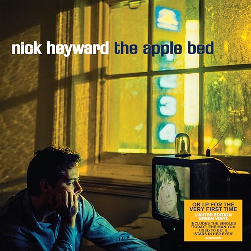Album cover for Nick Heyward’s “The Apple Bed” featuring a man and TV.