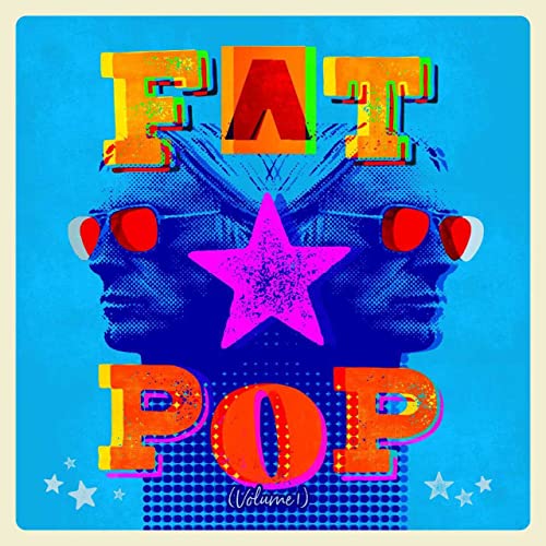 Album cover for Paul Weller’s “Fat Pop (Volume 1)” with repeating face imagery.