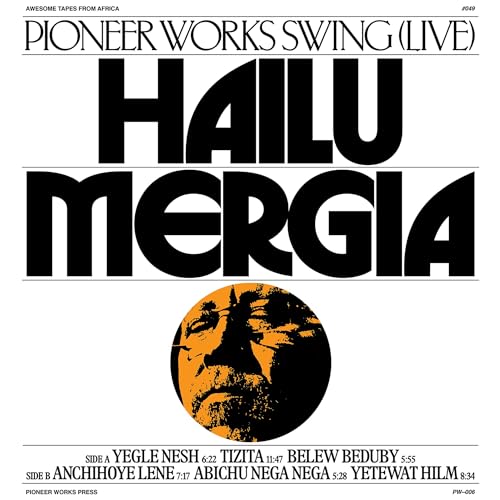 Vinyl record cover featuring Hailu Mergia’s portrait in an orange circle.