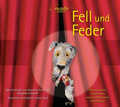 CD cover: a scruffy terrier dog hangs from a red curtain.