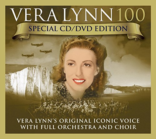 Vera Lynn portrait with wartime planes and White Cliffs of Dover backdrop.