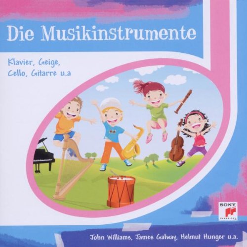 CD cover with cartoon children playing piano, harp, saxophone, and cello.