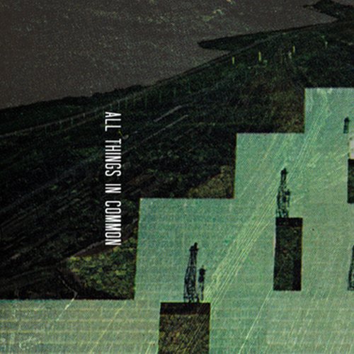 Album cover with abstract green and black shapes, and vertical text.
