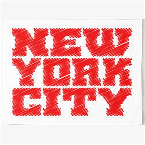 Red, textured “NEW YORK CITY” text on a white background.