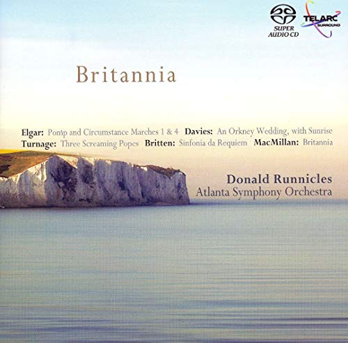 CD cover for "Britannia" featuring coastal cliffs and orchestral details.