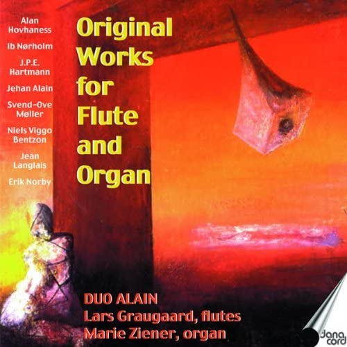 CD cover for Alan Hovhaness’s “Music for Flute and Organ” with abstract art.