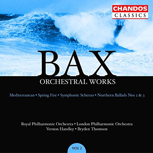 CD cover for Bax Orchestral Works Vol. 2 featuring a crashing ocean wave background.