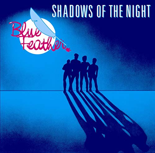 CD cover: Blue Feather, silhouettes of people, feather, and moon.