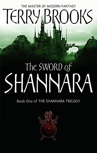 Book cover for The Sword of Shannara featuring a dark castle and red emblem.