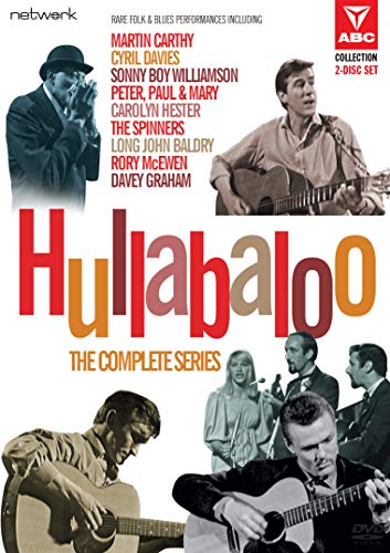Hullabaloo! The Complete Series" DVD cover featuring folk musicians with guitars.