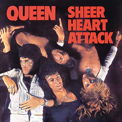 Queen’s “Sheer Heart Attack” album cover featuring the band members.
