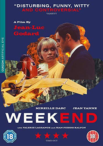 DVD cover for “Weekend” film, featuring a couple and a yellow car.