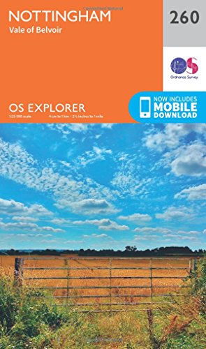 Ordnance Survey Explorer map 260 of Nottingham and the Vale of Belvoir.