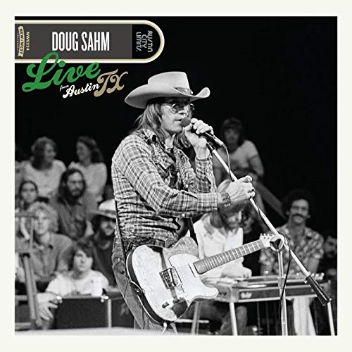 Doug Sahm album cover featuring a black and white photo of him performing.