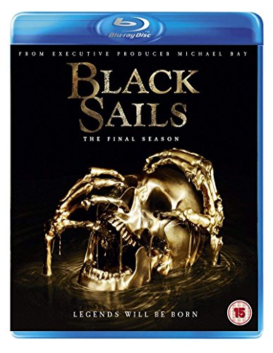 Black Sails" Season 4 Blu-ray cover with a skull and spider imagery.