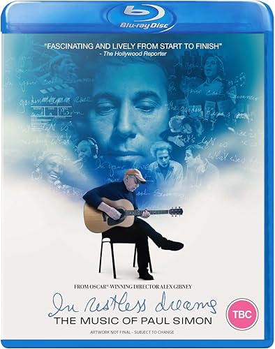 Blu-ray cover for “In Restless Dreams,” featuring Paul Simon with guitar.