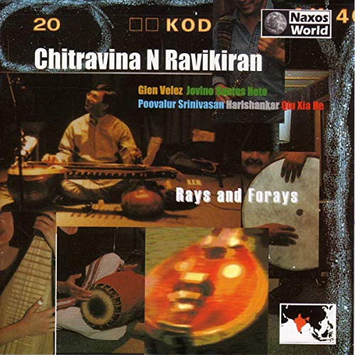 CD cover for Chitravina N. Ravikiran’s “Rays and Forays” featuring musicians.