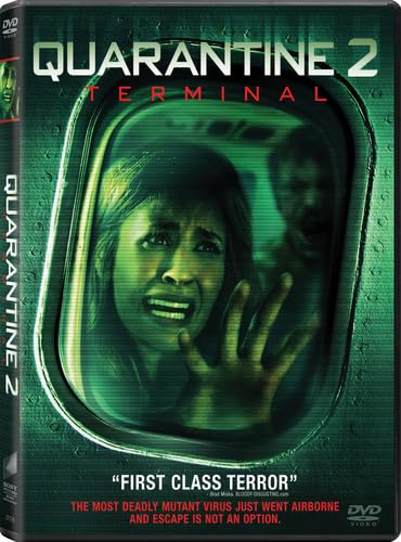 DVD cover for "Quarantine 2 Terminal" featuring a frightened woman and zombie.
