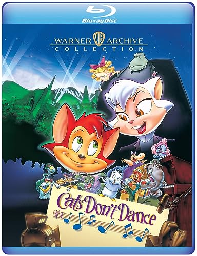 “Cats Don’t Dance” Blu-ray cover with cartoon cats and Hollywood scenery.